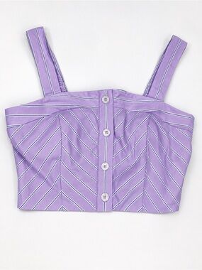 Striped Lavender Button-Front Crop Tank